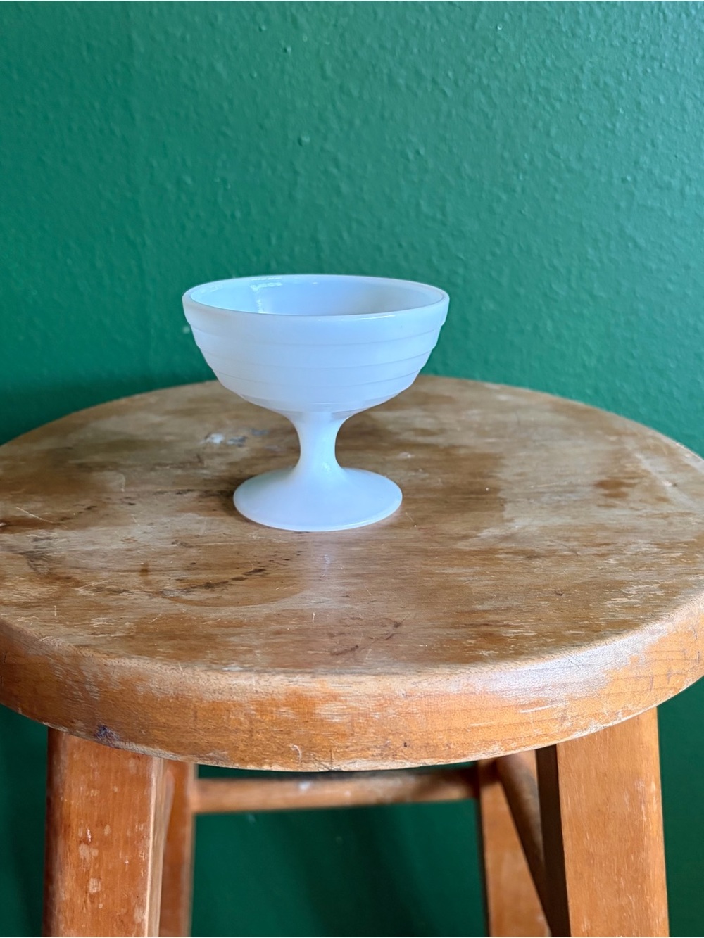 Vintage White Milk glass Pedestal Sherbert Bowl by Hazel Atlas